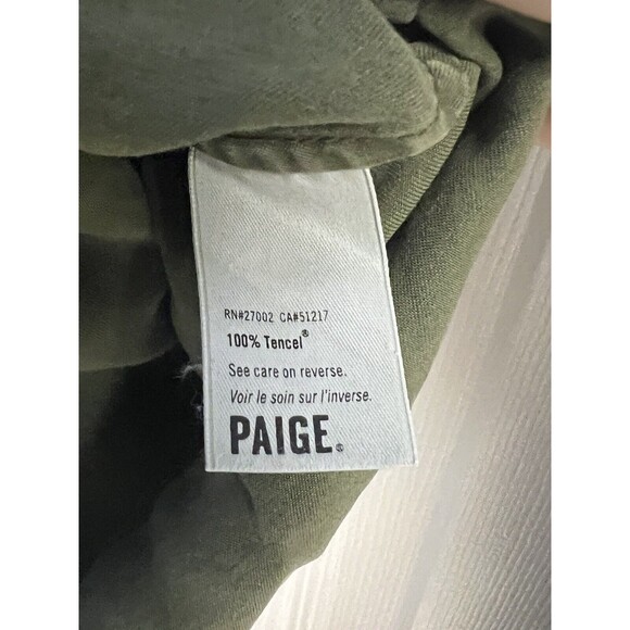 Paige Button Down Tencel Blouse Army Green Size Extra Small XS - Picture 6 of 8